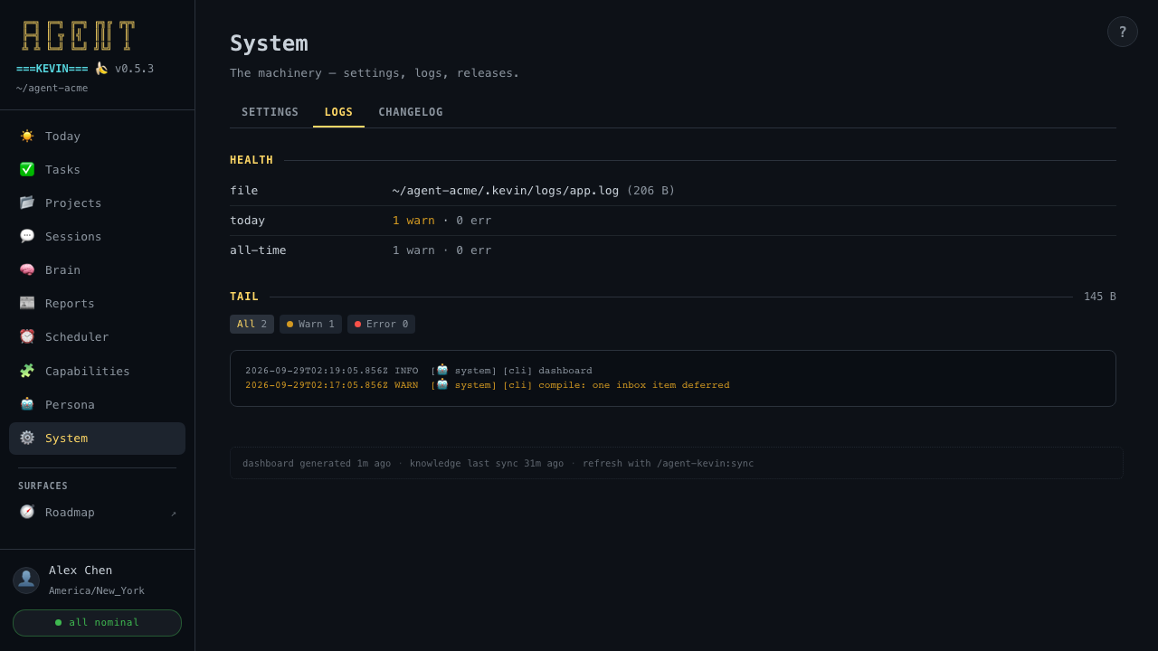 System · Logs