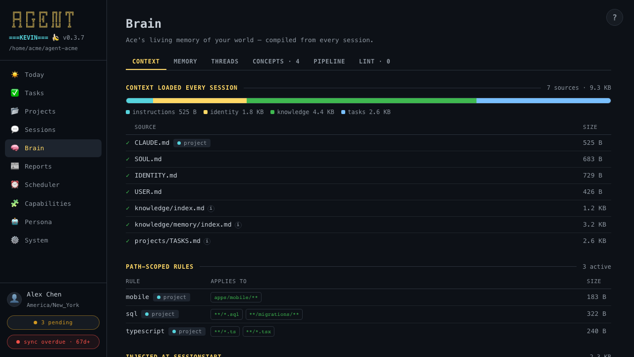 Brain · context loaded every session